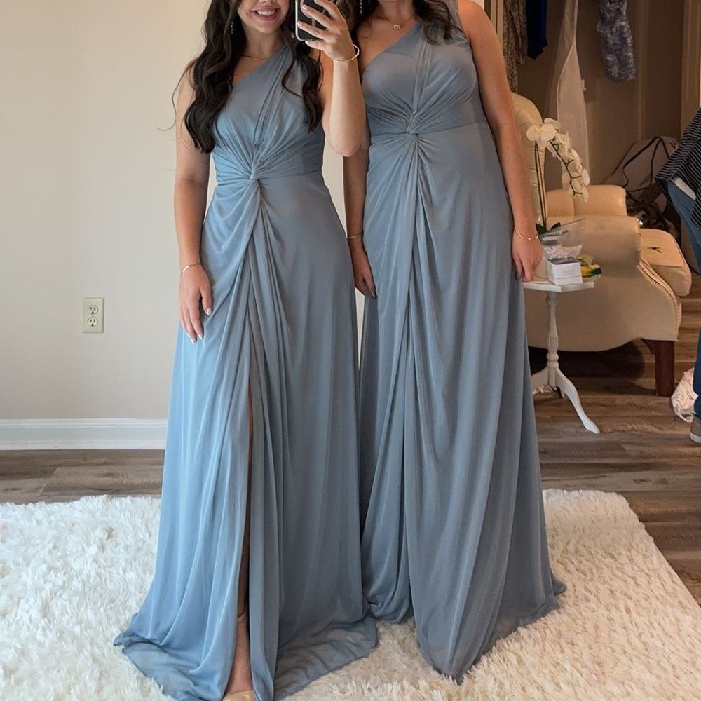 Azazie One Shoulder Dusty Blue Dress
